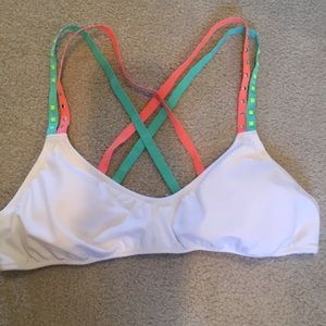 White strappy bikini top